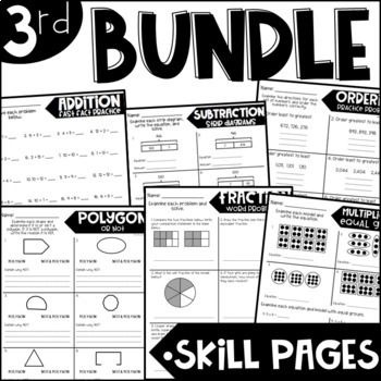 Preview of Third Grade Skill Pages for the Year BUNDLE
