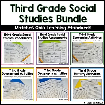 Preview of Ohio Social Studies: 3rd Grade Activities BUNDLE- Entire Year of Curriculum