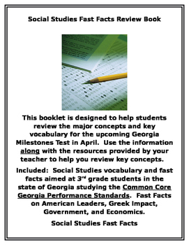 Preview of Third Grade Georgia Milestones Social Studies Study Guide