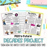 BUNDLE | 100th day of school | US History | Decades Project