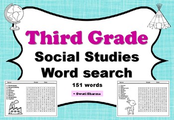 Preview of 15, 3rd Grade Social Studies, Word Search Worksheets, Vocabulary Activities