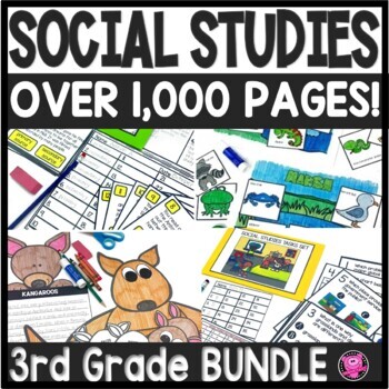 Preview of 3rd Grade Social Studies Units Worksheets, Projects, Test Prep & Activities