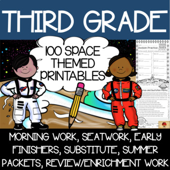 Preview of Third Grade Space Themed Worksheets {100 Standards Aligned Printables}