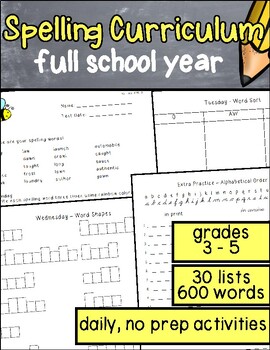 Preview of Third Grade Spelling Curriculum - A Complete School Year