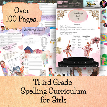 Preview of Third Grade Spelling Curriculum, Cursive Handwriting Practice, Writing Prompts