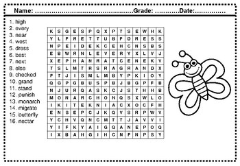 34 third grade spelling words vocabulary word search worksheets