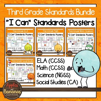 Preview of Third Grade Standards Bundle "I Can" Posters