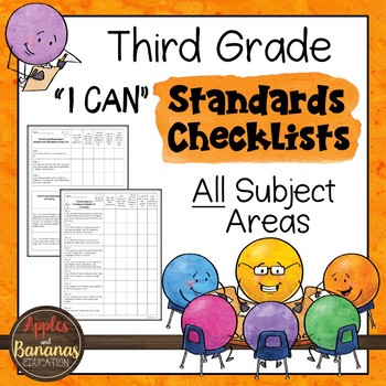 Preview of Third Grade Standards Checklists for All Subjects  - "I Can"