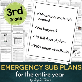 Preview of No-Prep Emergency Sub Plans for 3rd Grade