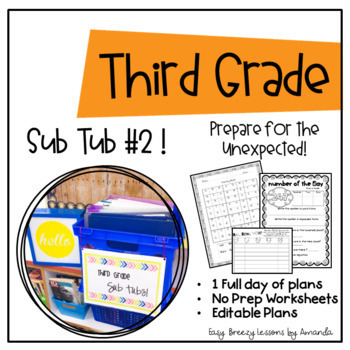 Preview of Third Grade Sub Tub 2 (Full Day of Plans. No Prep)