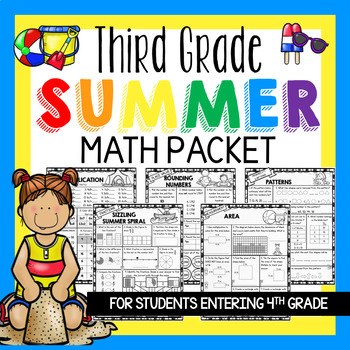 Preview of Third Grade Summer Math Packet and Math Review