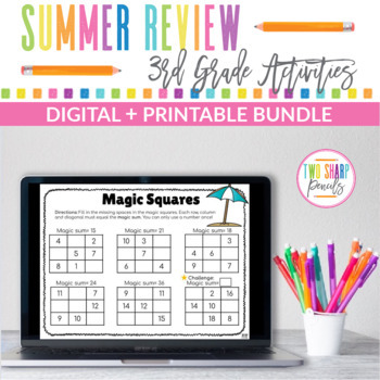 Preview of Third Grade Summer Review | Summer Activities | Printable and Digital Bundle