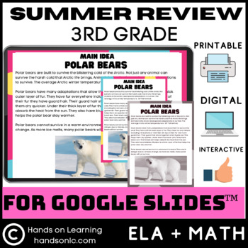 Preview of Third Grade Summer Review for Google Slides