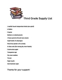 Third Grade Supply List