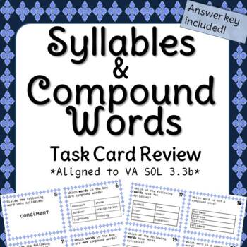 Preview of Third Grade Syllable and Compound Word Task Cards