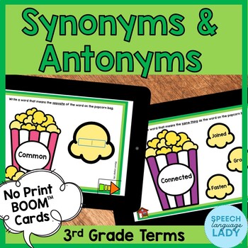 Preview of Third Grade Synonyms and Antonyms | No Print BOOM Cards