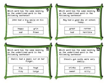 Third Grade Synonyms and Antonyms Task Cards by The Planning Box