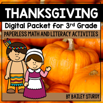 Preview of 3rd Grade Thanksgiving Math and Literacy Digital Packet