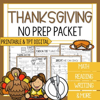 Preview of Third Grade Thanksgiving Math and Reading Worksheets | Thanksgiving Packet