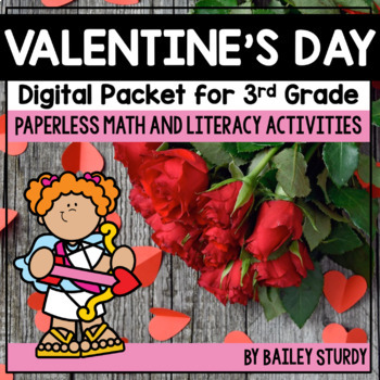 Preview of 3rd Grade Valentine's Day Math and Literacy Digital Packet