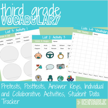 Preview of Third Grade Vocabulary Curriculum Lists 1-4