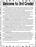 Third Grade Welcome Letter (editable)