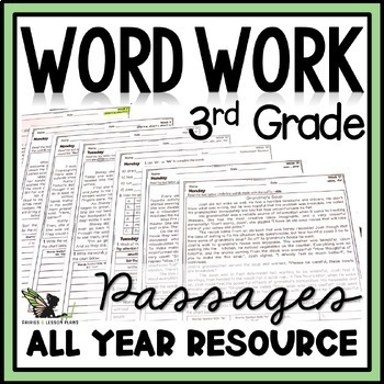 Preview of Third Grade Word Work Worksheets with Phonics Focused Passages and Activities