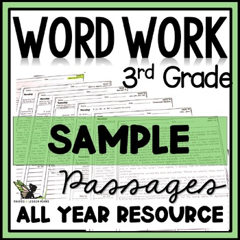 Preview of Third Grade Word Work with Digital Option - Free Sample