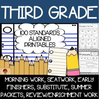 Preview of Third Grade Worksheets {100 Standards Aligned Printables}