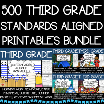 Preview of Third Grade Worksheets Bundle {500 Standards Aligned Printables}