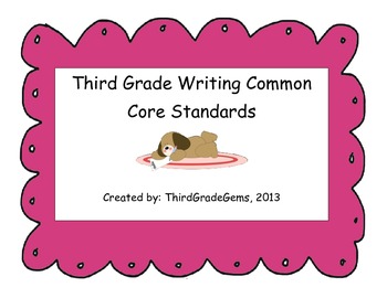 Preview of Third Grade Writing Common Core Standards