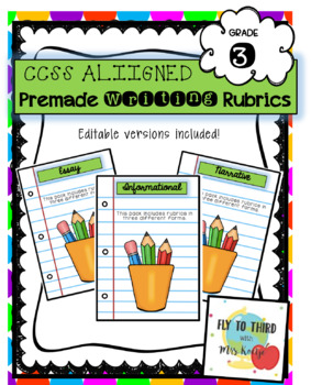 Preview of Third Grade Writing Rubric Bundle (editable too)