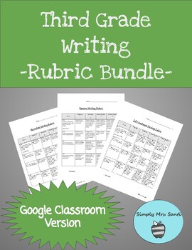 Preview of Third Grade Writing Rubrics for Google Classroom