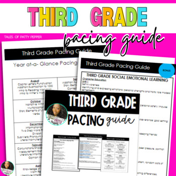 Preview of Third Grade Year Long Pacing Guide w/Monthly Calendar and BONUS SEL Guide