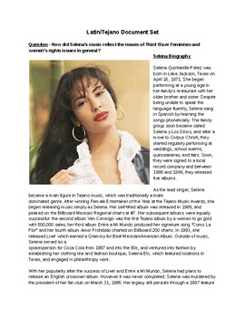 Preview of Third Wave Feminism: Selena Document Set (w/ research question)