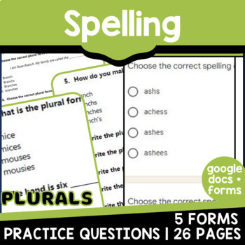Preview of Third and Fourth Grade Spelling Practice Activities Plurals Digital Resources