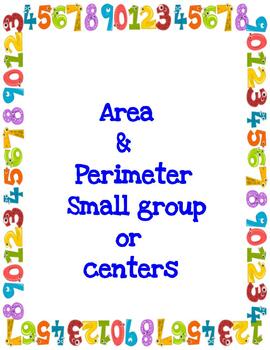 Preview of Third grade perimeter, area, mixed review small group plans and materials.