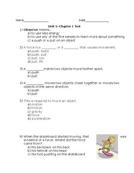 Preview of Third Grade Amplify Science Unit 1, Chapter 1 Test