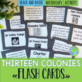 Thirteen Colonies Flash Cards - Black and White