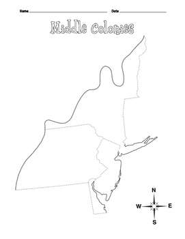 middle colonies map black and white