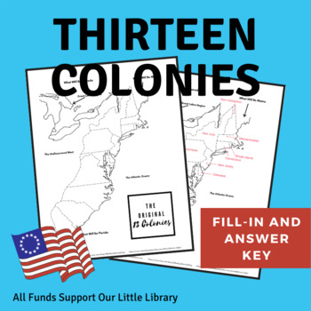 Preview of Thirteen Colonies Map and Label Page With Answer Key - Original 13 Colonies