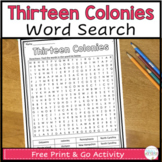 Thirteen Colonies Word Search