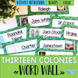 Thirteen Colonies Word Wall without definitions