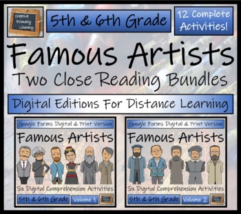 Preview of Famous Artists Close Reading Mega Bundle Digital & Print | 5th Grade & 6th Grade