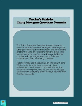 Preview of Thirty Divergent Questions Journals / Includes TPT Digital