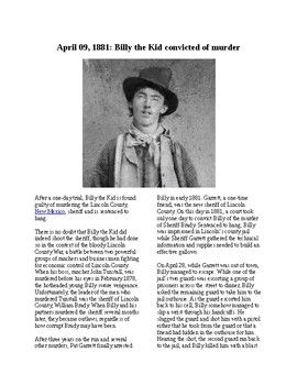 Preview of This Day in History - April 9: Billy the Kid convicted of murder (no prep/sub)