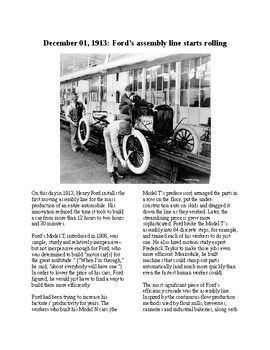 Preview of This Day in History - December 1: Ford's Assembly Line Rolls (no prep/sub plan)