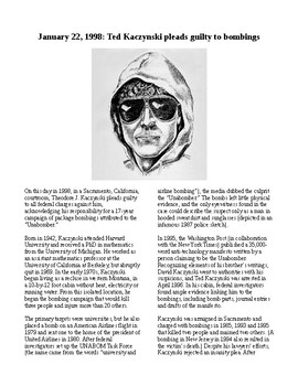Preview of This Day in History - January 22: The Unabomber pleads guilty (no prep/sub plan)