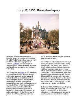 Preview of This Day in History - July 17: Disneyland opens (no prep/sub plans)