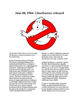 Preview of This Day in History - June 8: Ghostbusters released (no prep/sub plans)